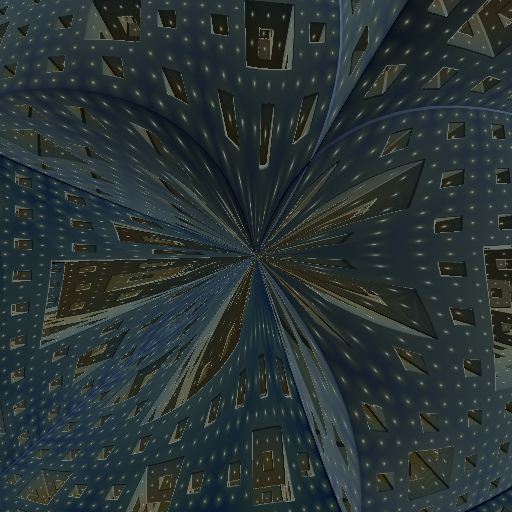 Neon dot-lattice corridor: a tiled Menger tunnel flown through with wandering banking, depositing edge-hot neon dots alo