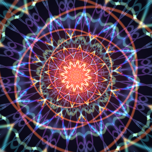 Nocturnal Reliquary Tide — a dark animated rose-orb where nested gyroid shells, stained-glass symmetry, and a drifting v